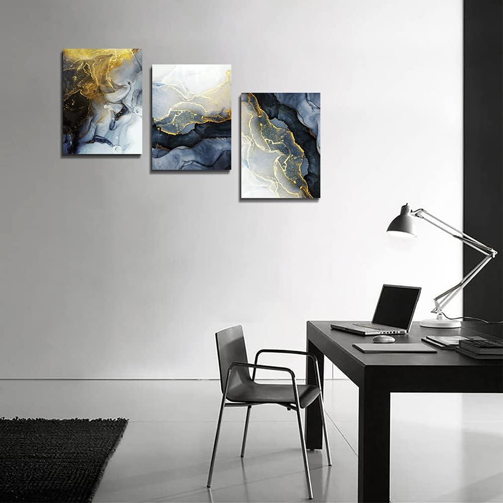 Abstract Wall Decor for Living Room Bedroom Wall Art Paintings Abstract Ink painting Wall Artworks Hang Pictures for Office Decoration, 12x16 inch/Piece, 3 Panels Bathroom Home Decorations Posters