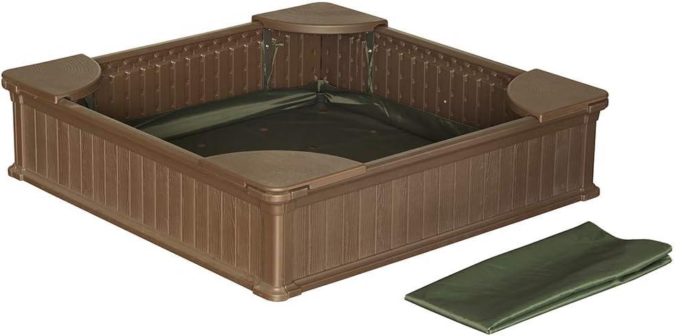 Modern Home 4ft x 4ft Weather Resistant Outdoor Sandbox Kit w/Cover