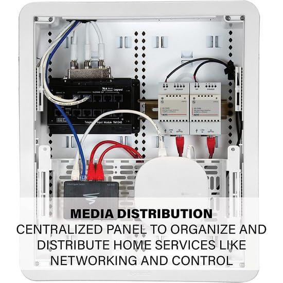 Legrand - OnQ 17 Inch Media Enclosure, Electrical Box, Cable Management Box Dual Purpose In Wall Enclosure for TV Device Storage and Media Distribution, Recessed Media Box, White, ENP1700NA