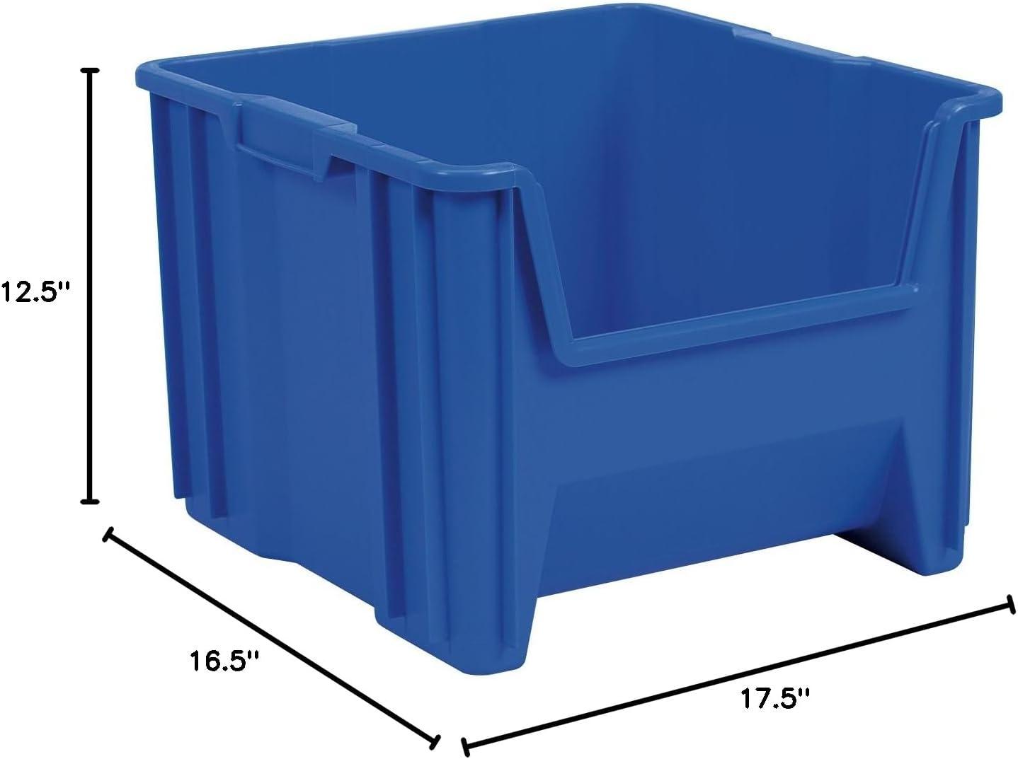 Blue Heavy Duty Stackable Plastic Storage Bin with Handle