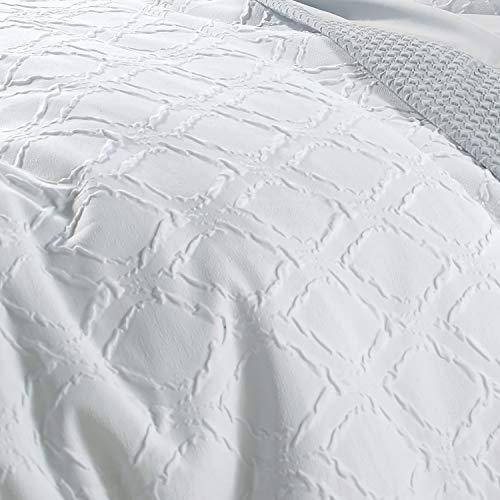 Elegant Organic White Microfiber King Comforter Set with Ogee Design