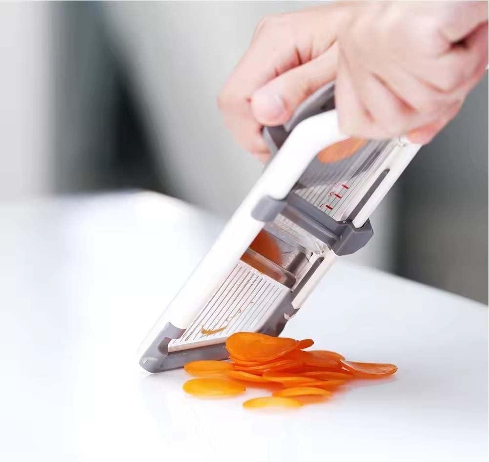 Versatile Handheld Mandoline Slicer - Adjustable Stainless Steel Blade, Ergonomic Grip, Enhanced Safety, Easy to Clean, Perfect for Quick and Precise Slicing of Fruits & Vegetables
