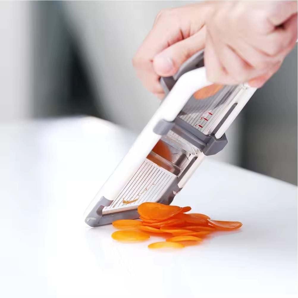 Versatile Handheld Mandoline Slicer - Adjustable Stainless Steel Blade, Ergonomic Grip, Enhanced Safety, Easy to Clean, Perfect for Quick and Precise Slicing of Fruits & Vegetables