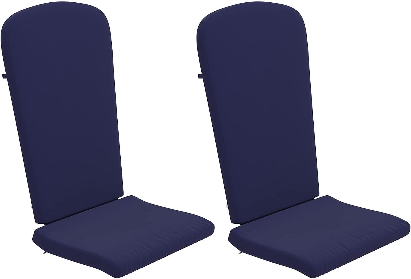 Flash Furniture Charlestown Set of 2 All Weather Indoor/Outdoor High Back Adirondack Chair Cushions, Patio Furniture Replacement Cushions - Blue