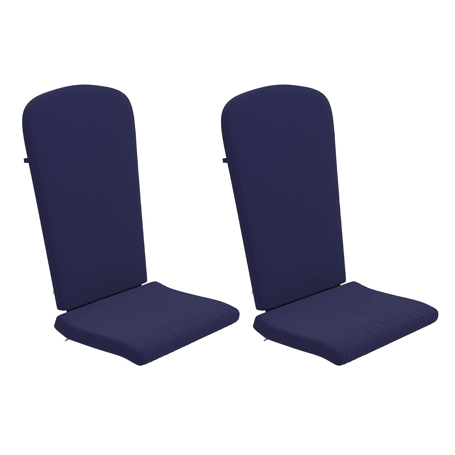 Flash Furniture Charlestown Set of 2 All Weather Indoor/Outdoor High Back Adirondack Chair Cushions, Patio Furniture Replacement Cushions - Blue