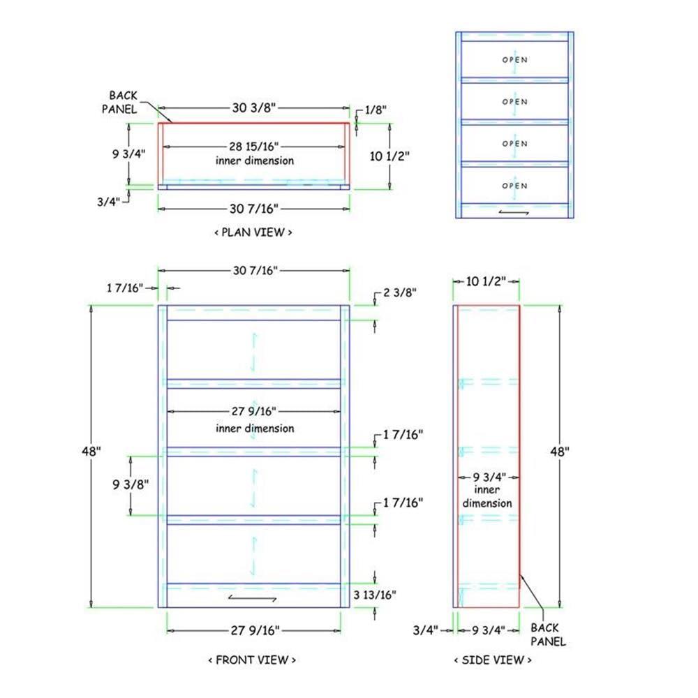 Concepts in Wood Book Shelf - Wood Bookcase Furniture 30 x 48" - Oak