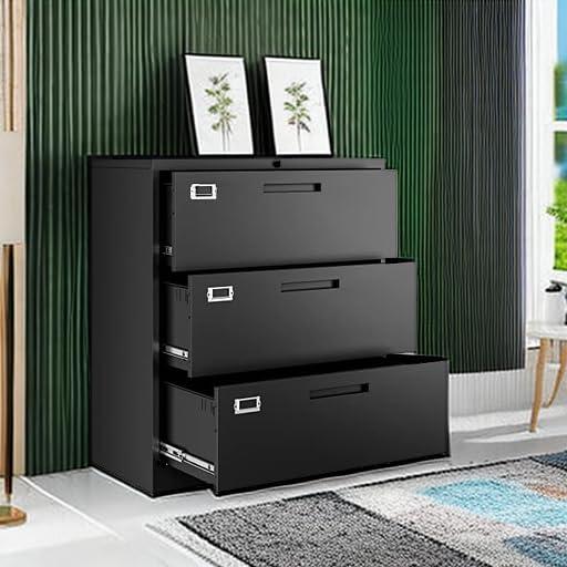 STANI Lateral File Cabinets,3 Drawer Metal Filing Storage Vertical Cabinets,Home Office Furniture for Organization Hanging Letter/Legal/F4/A4