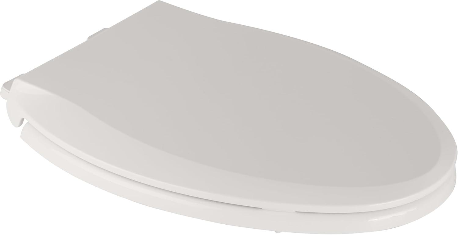 Durable Elongated Toilet Seat with Slow Soft Close - Easy to Install and Clean, Never Loosens - White, Fits Most Elongated Toilets Biscuit