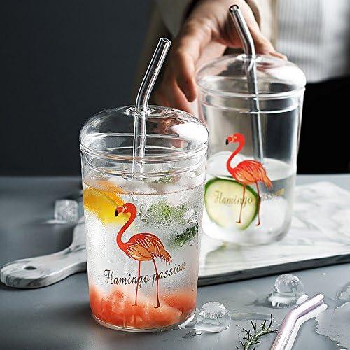 8-Pack Clear Glass Smoothie Straws, 10mm Wide 10" + 9 " Long Reusable Drinking Straws with 2 Cleaning Brush