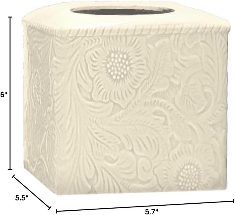HiEnd Accents Savannah Ceramic Floral Pattern Western Style Tissue Box Cover