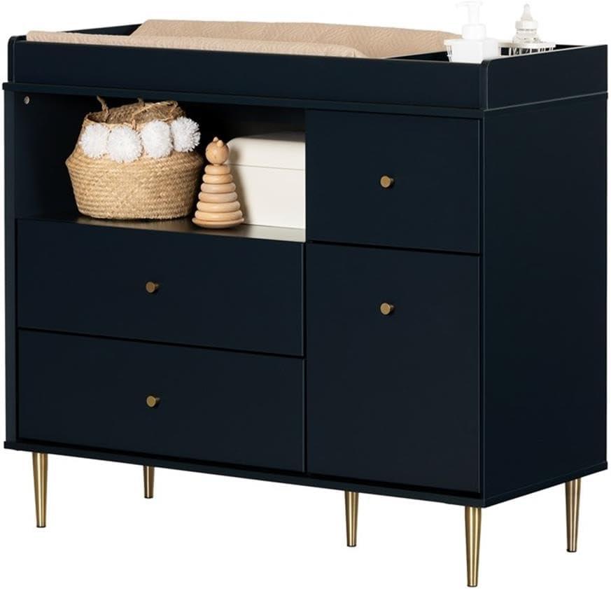 Maykoosh Rococo Radiance Changing Table With Drawers And Open Storage Navy Blue
