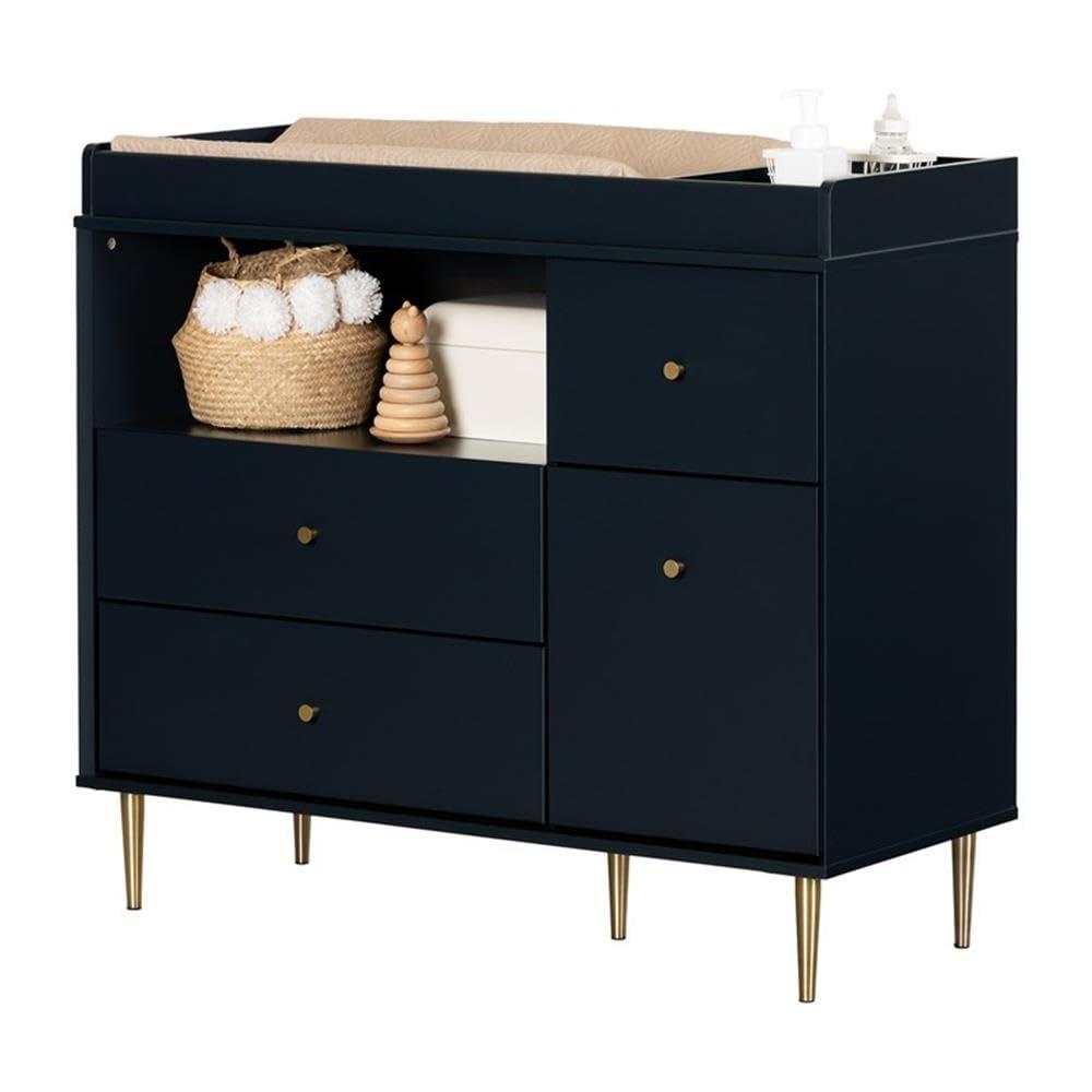 Maykoosh Rococo Radiance Changing Table With Drawers And Open Storage Navy Blue