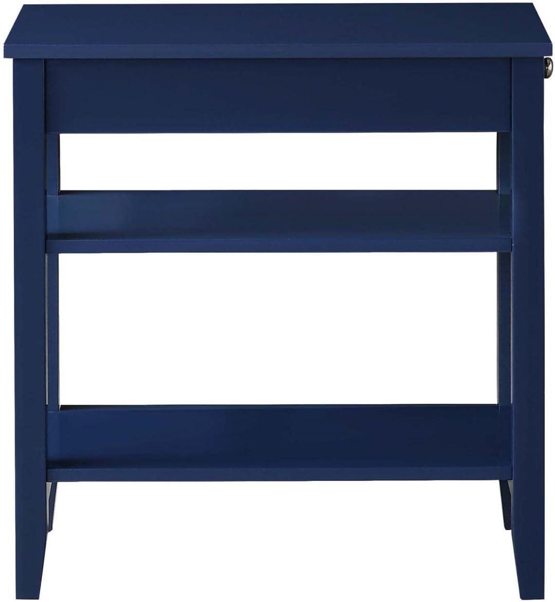 Convenience Concepts American Heritage 1 Drawer Chairside End Table with Shelves, Cobalt Blue