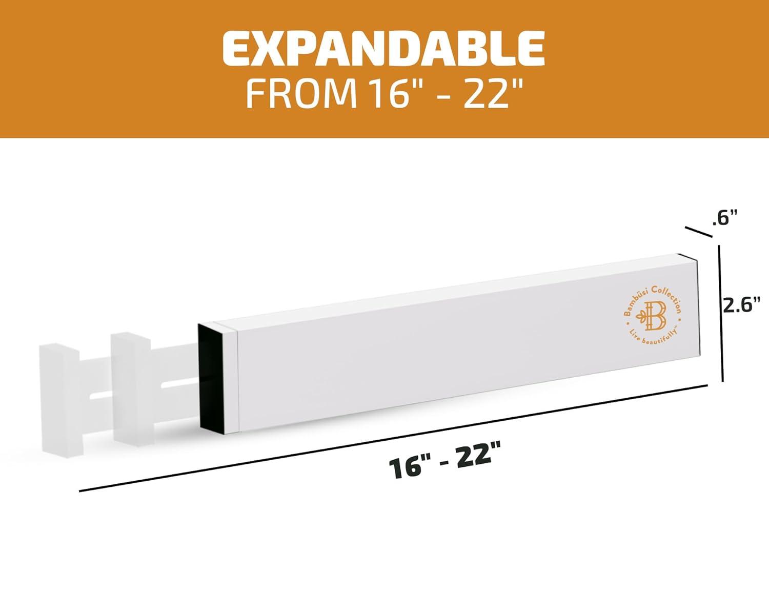 4 Pack Drawer Dividers Bamboo 2.6" High, 16-22" Adjustable Drawer Organizers for Clothes, Expandable Dresser Separators in Bedroom/Bathroom/Kitchen/Office Organization and Storage (Natural)