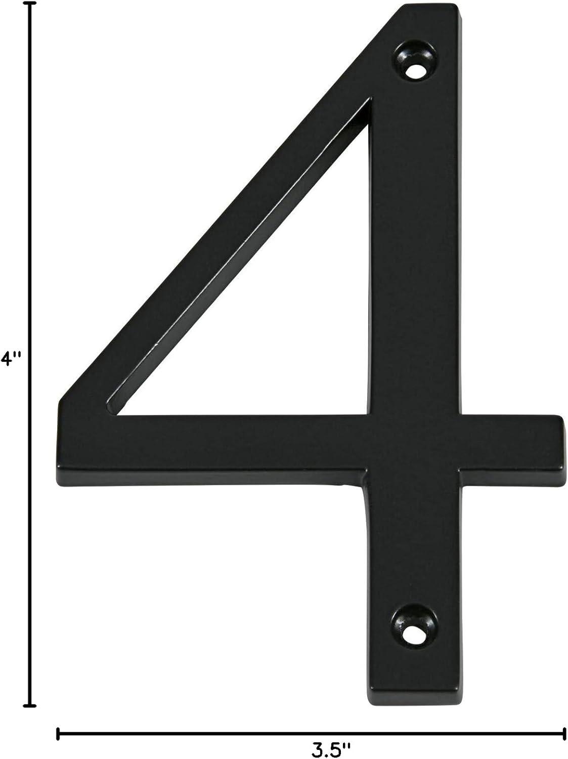 HASWARE House Number Sign 4 inch Modern Door Numbers Signage Plaque Street Home Address Numerals Zinc Alloy (4, Black)