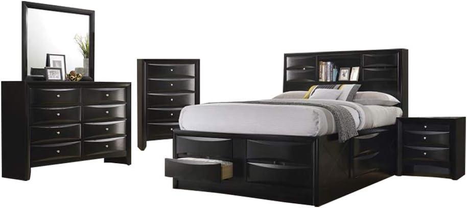 Briana Black King Storage Bedroom Set with Bookcase Headboard