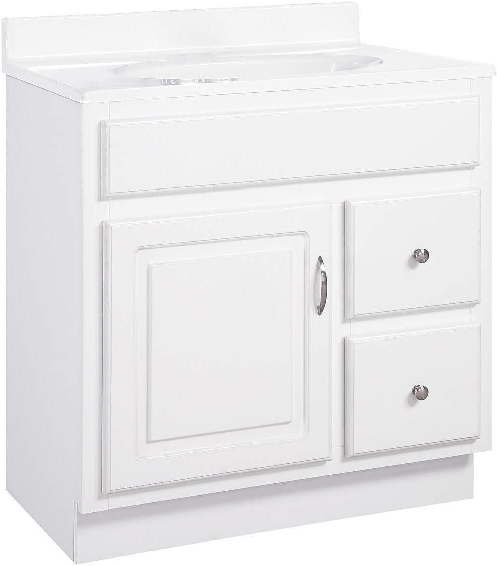 Design House Concord Bathroom Vanity Without Top in White, Unassembled, 30-inch