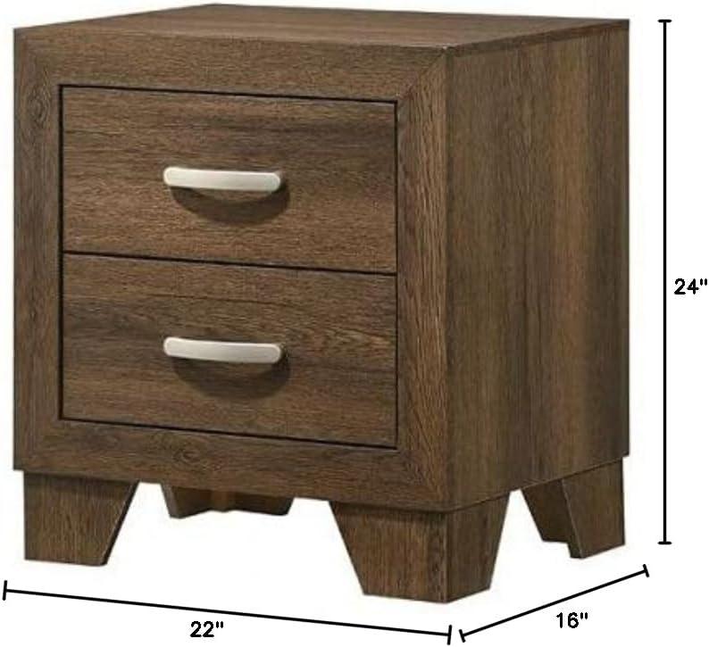 Miquell Oak 2-Drawer Wooden Nightstand