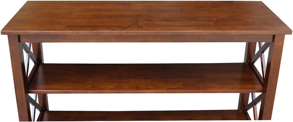 International Concepts Hampton Console Table Espresso: Stained Wood, Fixed Shelf, Rectangular Shape, Spot Clean