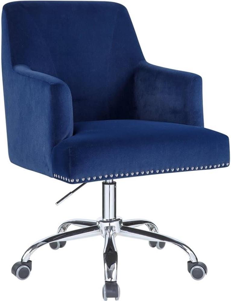 DeeHome ACME Trenerry Office Chair in Blue Velvet & Chrome Finish OF00117