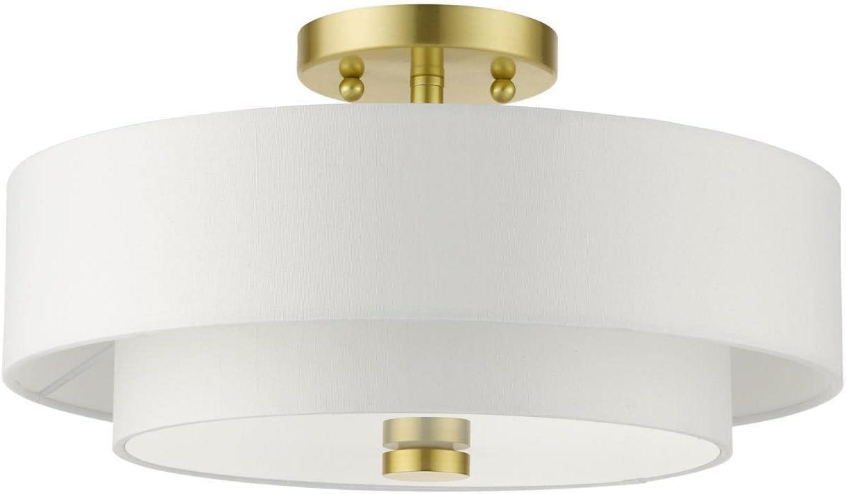 Livex Lighting Meridian 3 - Light Semi-Flush Mount in  Satin Brass