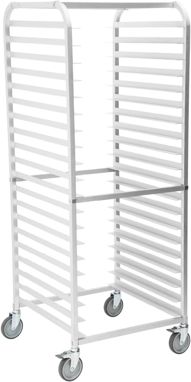 20-Tier Stainless Steel and Aluminum Bun Pan Rack with Swivel Casters