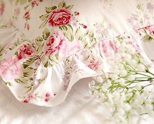 Pink Floral Cotton Ruffled Standard Pillowcases