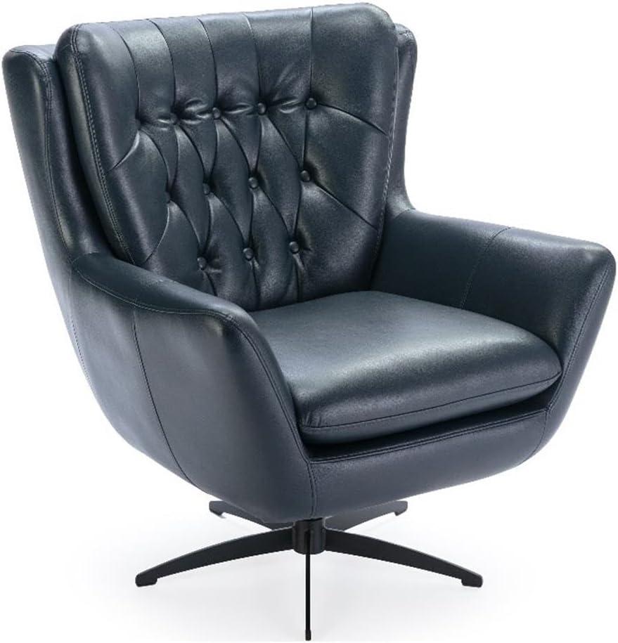 Comfort Pointe Clayton Midnight Blue Tufted Faux Leather Swivel Chair