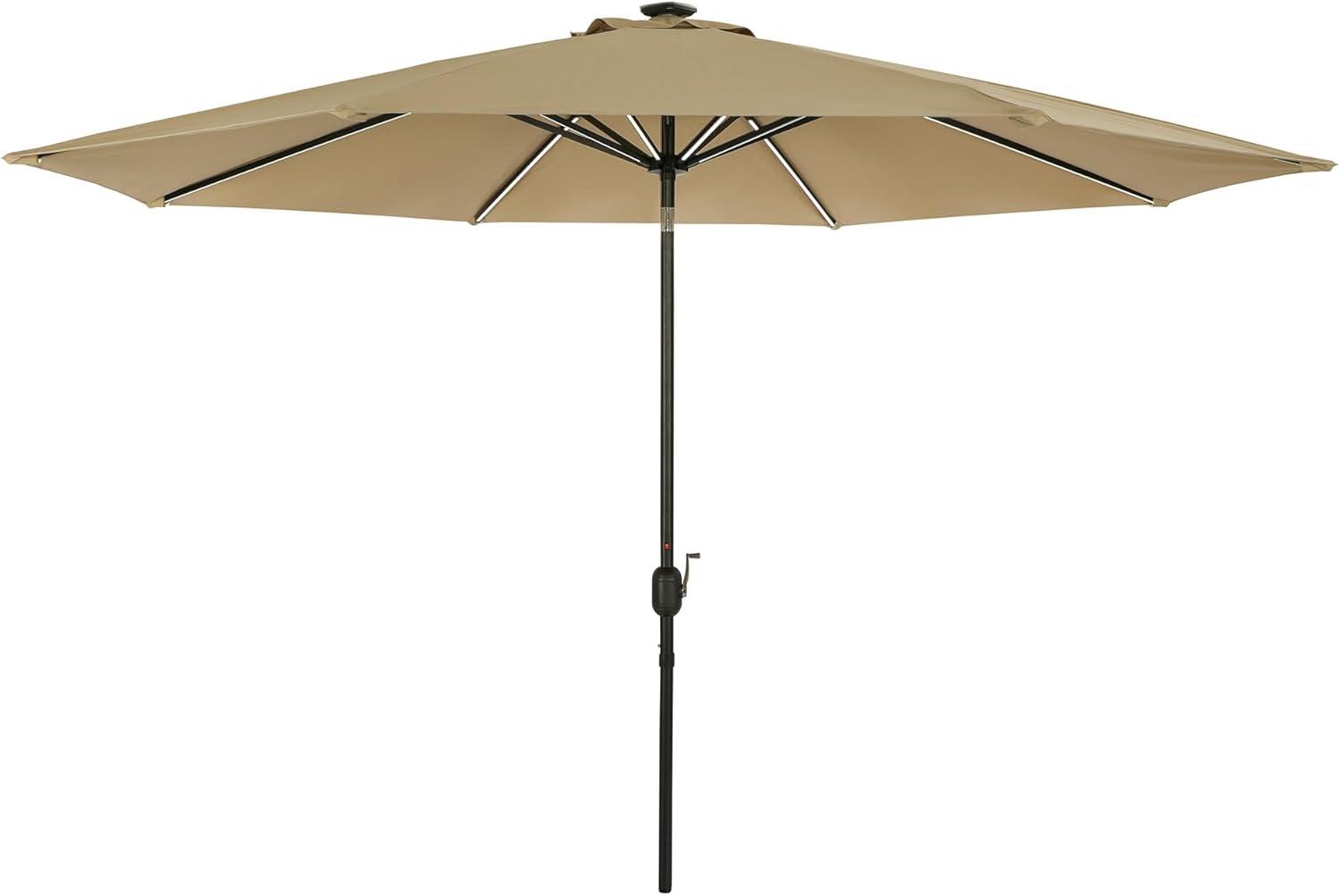 11' x 11' Calypso II Market Patio Umbrella with Solar LED Strip Lights Champagne - Island Umbrella
