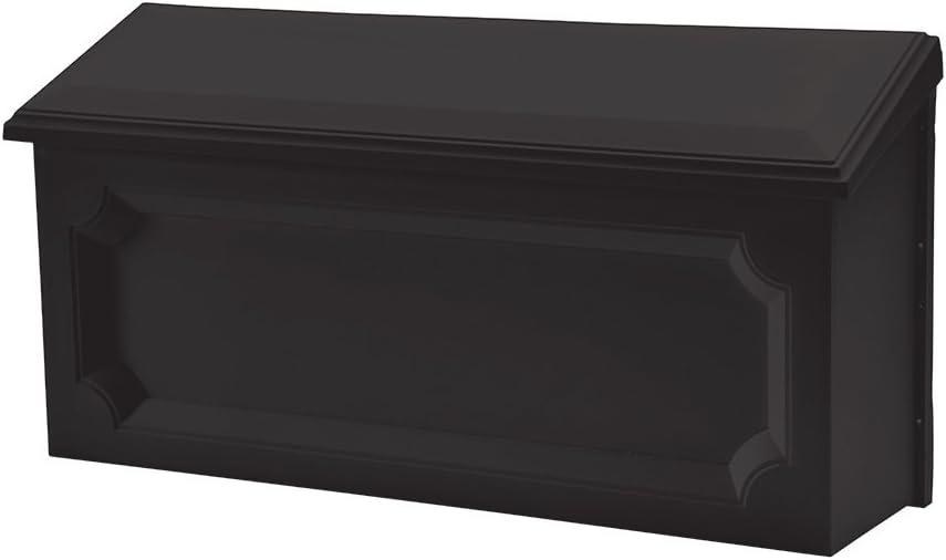 Windsor Black Plastic Wall Mount Mailbox with Decorative Design