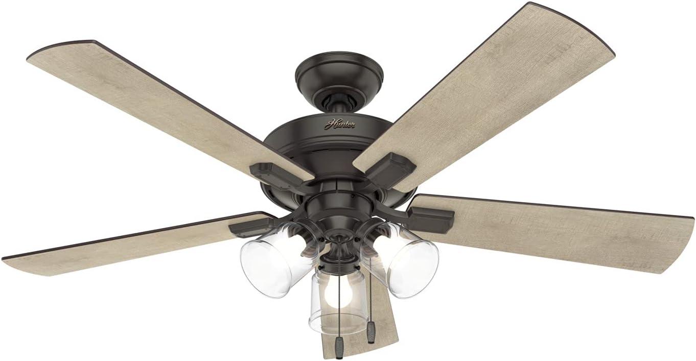 52" Crestfield 5 - Blade Modern Farmhouse Indoor Ceiling Fan with Light and Pull Chains