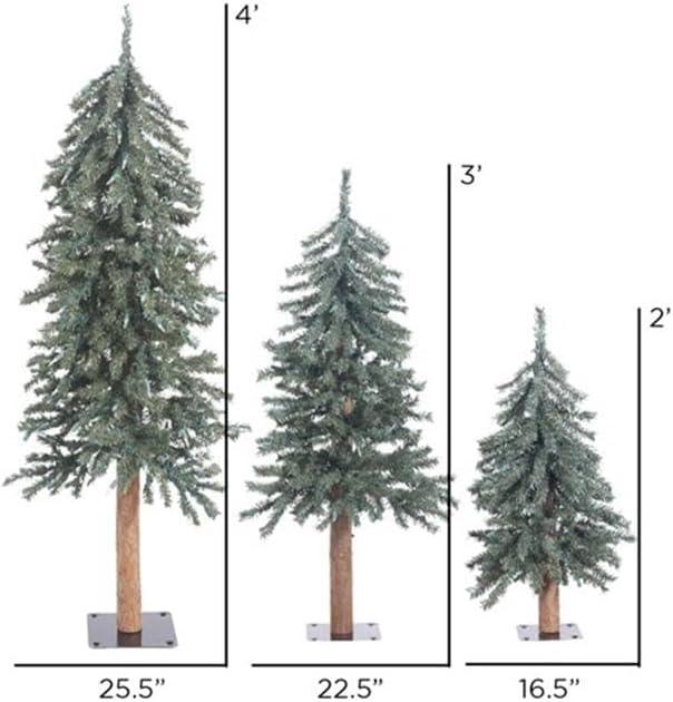 Vickerman 2' 3' 4' Natural Bark Alpine Artificial Christmas Tree Set, Unlit