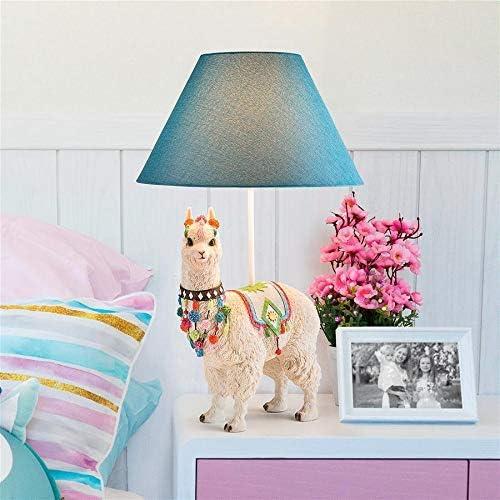 Blue Alpaca Sculptural Table Lamp with Fabric Shade