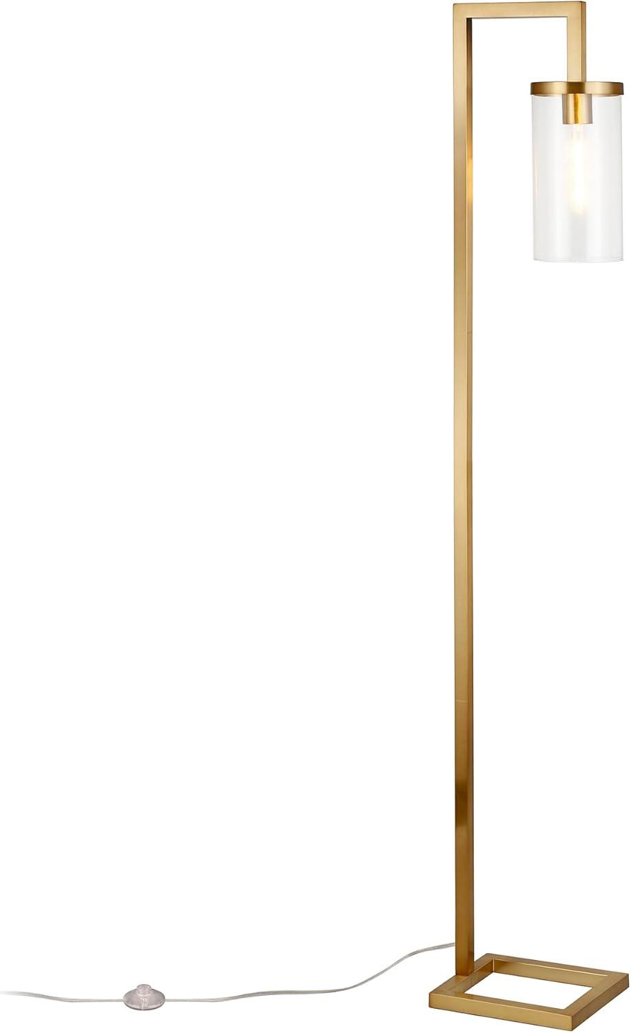 Evelyn&Zoe Malva 67.75" Tall Floor Lamp with Glass shade in Brass/Clear