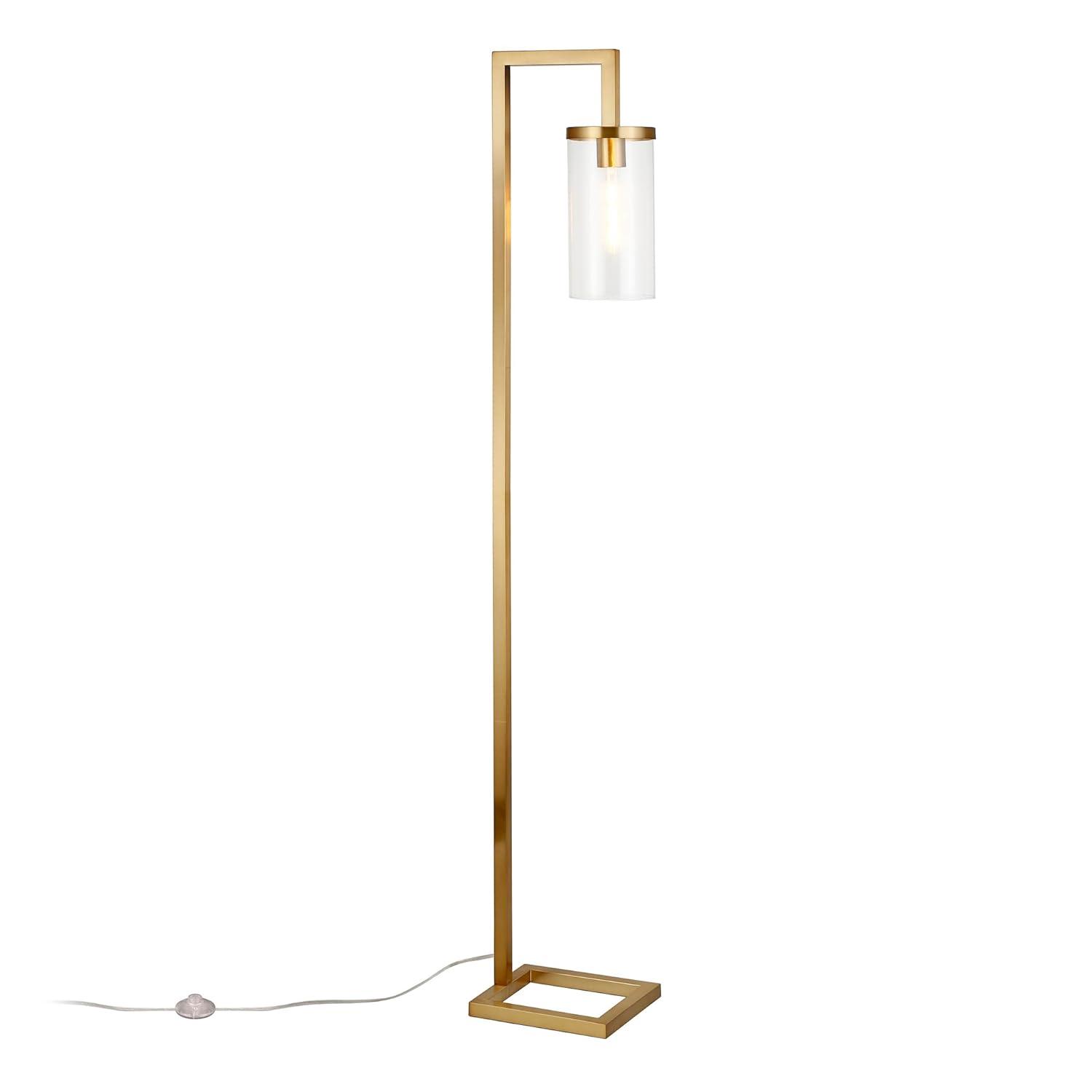 Evelyn&Zoe Modern Metal Floor Lamp with Clear Glass Shade