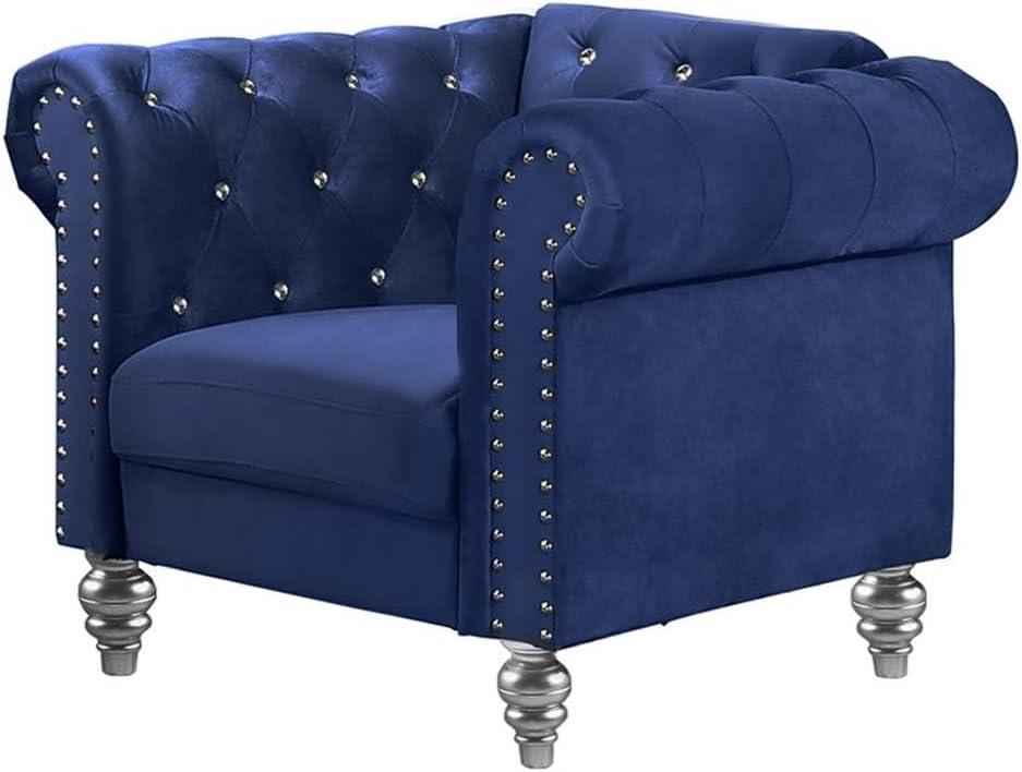 New Classic Furniture Emma Crystal Velvet Fabric Chair in Royal Blue