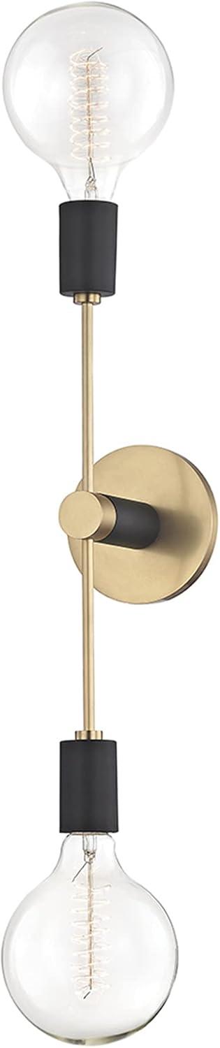 Astrid 2-Light Aged Brass & Black Dimmable Wall Sconce