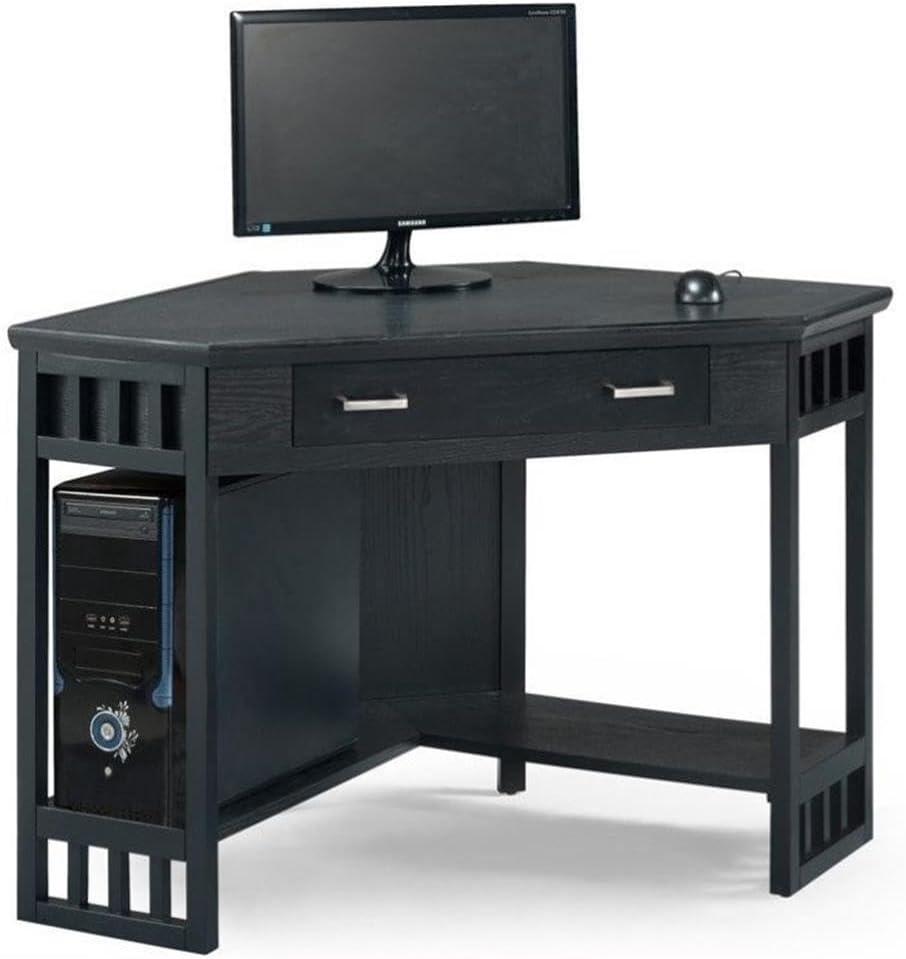 Leick Furniture Corner Computer Wood Desk in Black