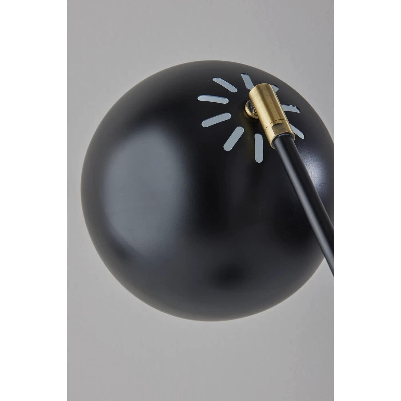 Adjustable Mid-Century Modern Black and Brass Desk Lamp