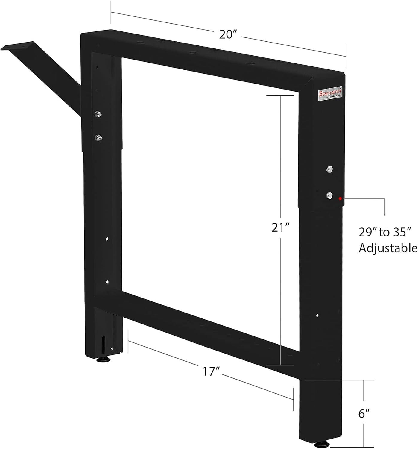 Adjustable Black Powder Coated Workbench Frame 20" Depth