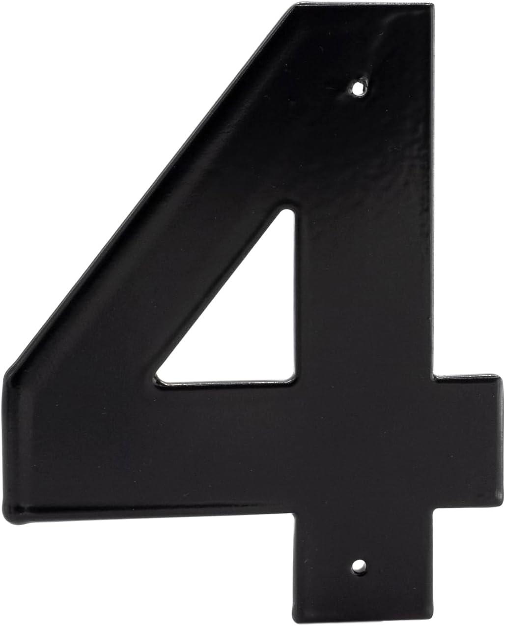 10-Inch Black Aluminum Helvetica House Number 4