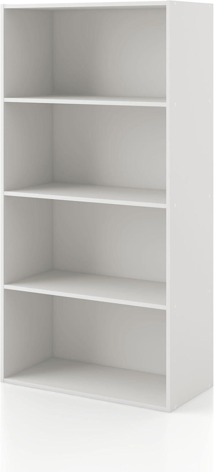 24/7 Shop At Home 46.9" Silkpath Modern 4 Tier Stackable and Modular Bookcase White: Modular Organizer, Open Shelving