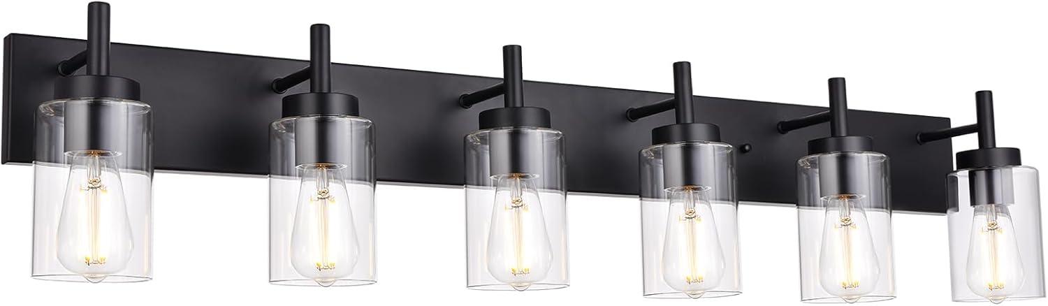 VINLUZ  Modern 6-lights Vanity Lighting Fixture for Bathroom black