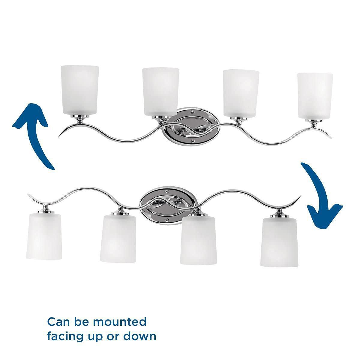 Progress Lighting Inspire 4-Light Wall Sconce, Polished Chrome, Etched Glass Shades