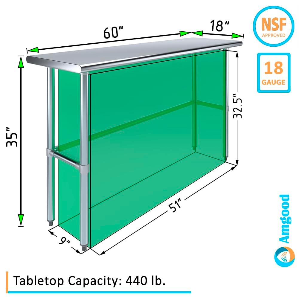 Amgood Stainless Steel Open Base Work Table