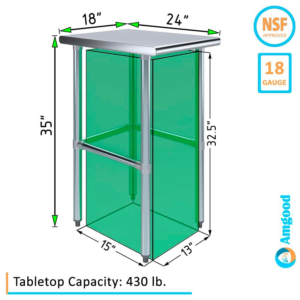 Amgood Stainless Steel Open Base Work Table