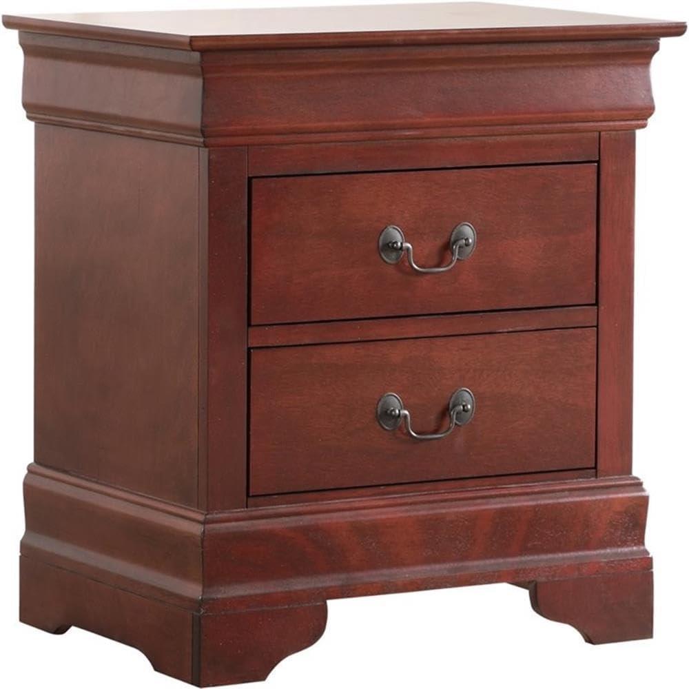 Glory Furniture Louis Phillipe 2 Drawer Nightstand in Cherry