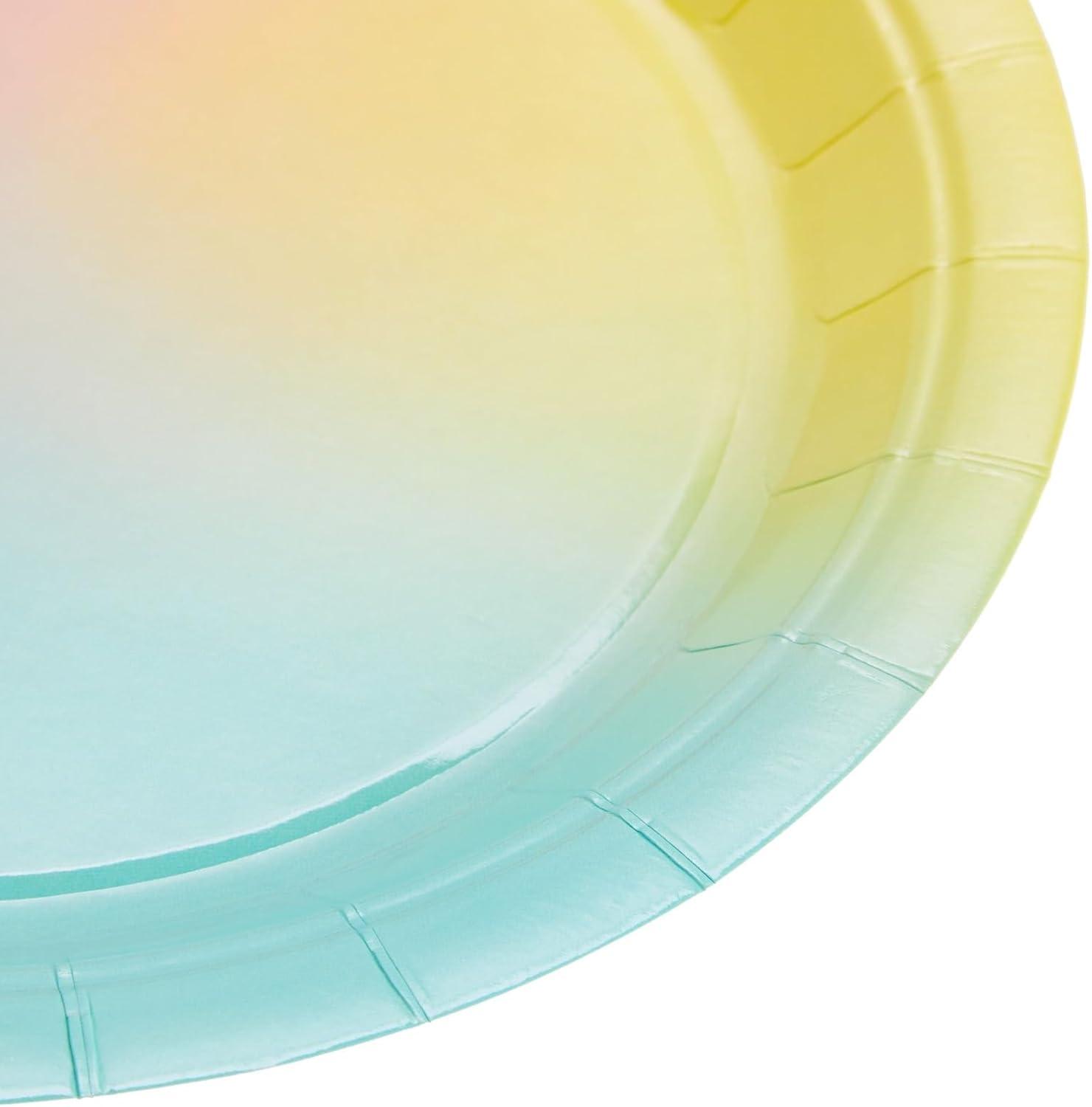 Blue Panda 80-Pack Pastel Rainbow Disposable Paper Plates 9" Birthday Party Supplies