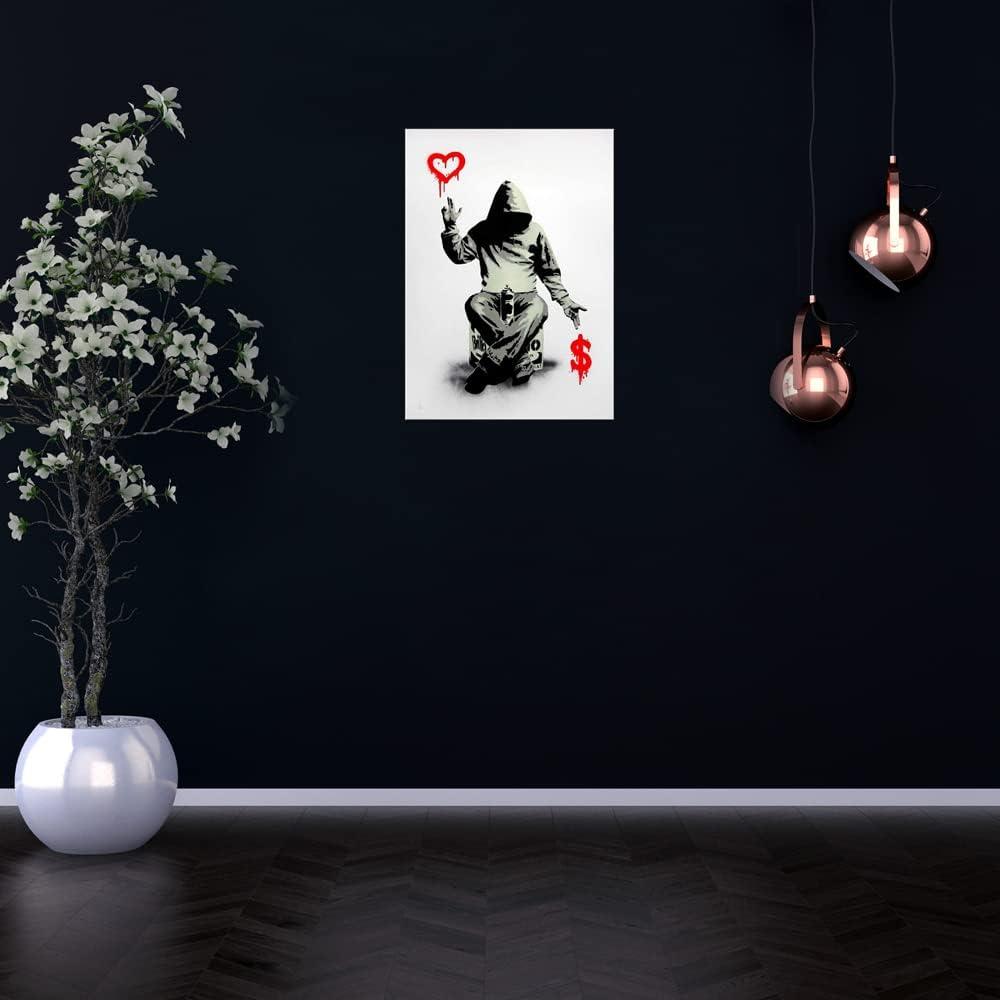 COMIO Banksy Poker Cards Hearts Ace Artwork for Living Room Wall Art Framed Poster and Print Abstract Canvas Painting for Bedroom Office Wall Decor (12x16inch)