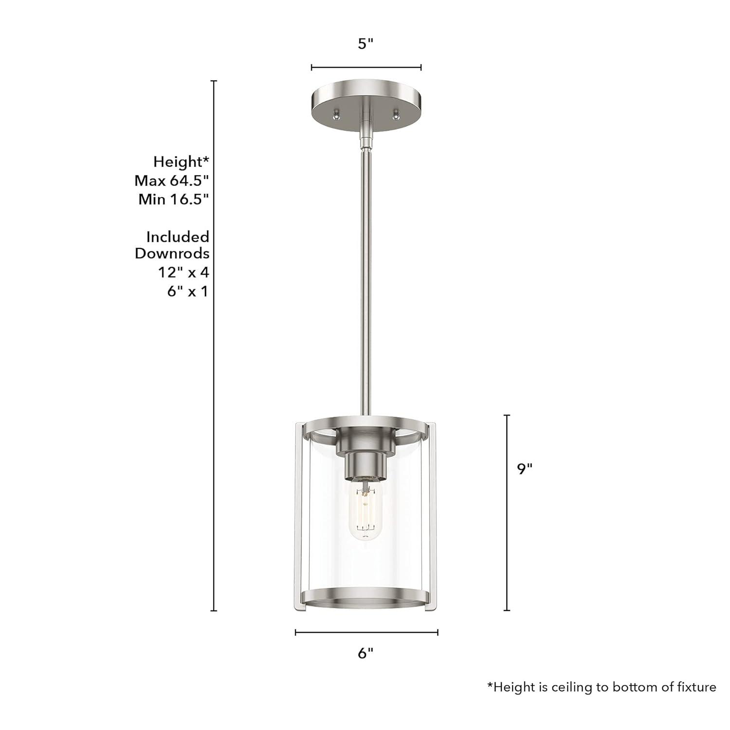 Astwood Clear Glass Mini Pendant Ceiling Light Fixture Silver - Hunter Fan: UL Listed, Adjustable Height
